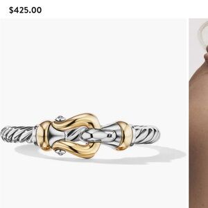 💕💕David Yurman 18K yellow gold and sterling silver petite buckle ring